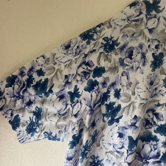 Woman Within Cardigan Sweater 4X Floral Cotton Button Up Short Sleeve Plus Size - Picture 8 of 12